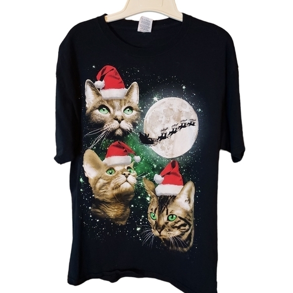 Christmas Cat short sleeve tshirt Large - Picture 10 of 10